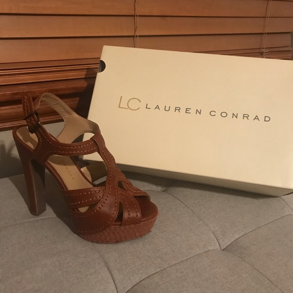 LC Lauren Conrad Shoes - Lauren Conrad Cognac Sky-high Heels